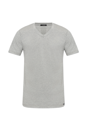 Czarny T-shirt bieliźniany z dekoltem w serek Tom Ford